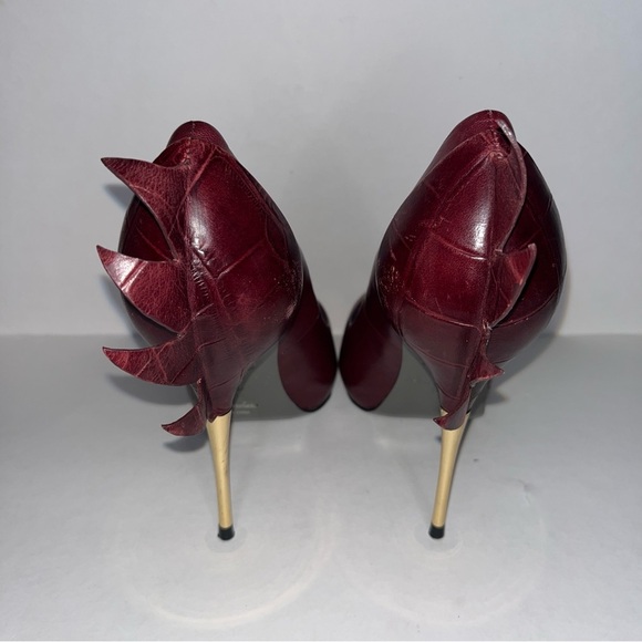 Monika Chiang Burgundy Croc Mohawk Pump Women’s Size 37.5 (US size 7) - Picture 5 of 10